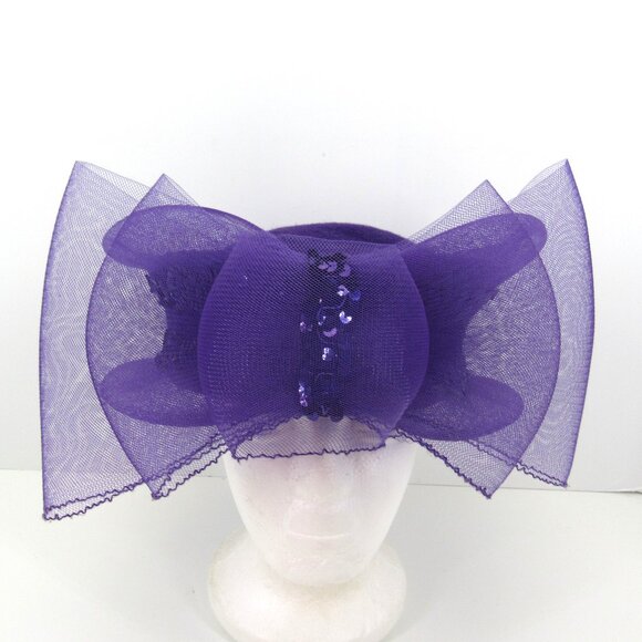 Ladies Purple 100% Wool Felt Church Hat with Tulle and Sequins WPL4884 - Picture 1 of 10